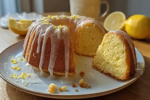 Pyszna babka cytrynowa na oleju Ewy Wachowicz, polana lukrem i posypana skórką cytrynową. Idealna na deser.