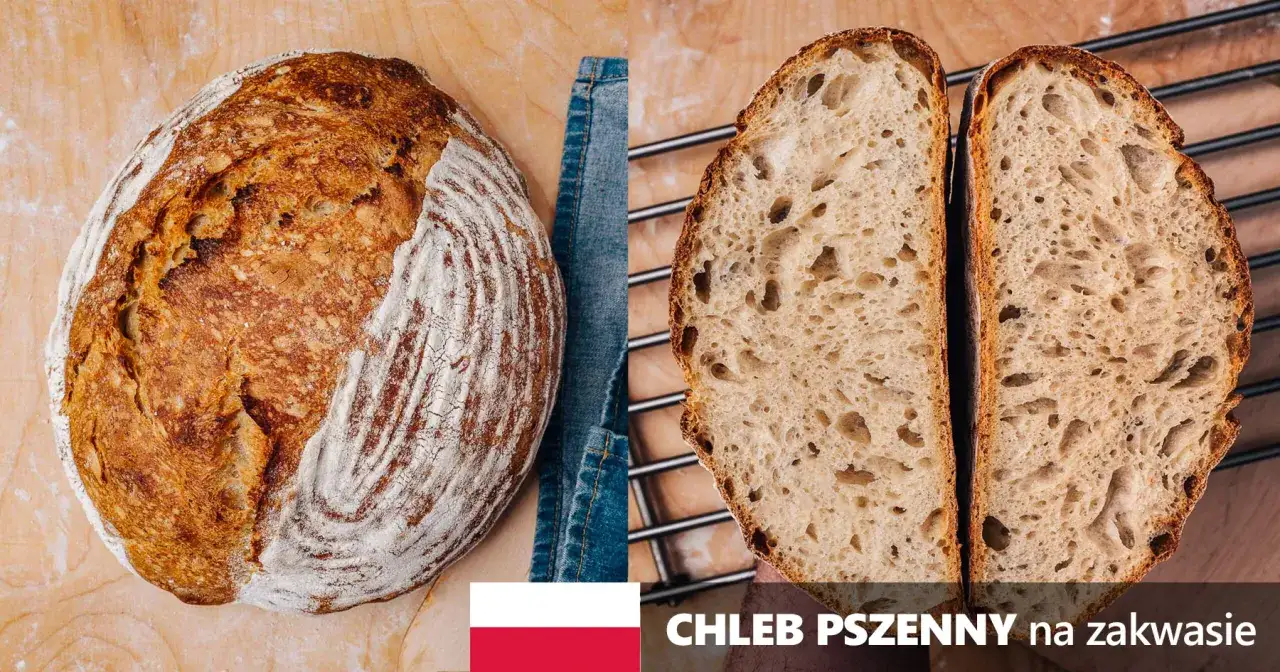 Chleb pszenny na zakwasie, z chrupiącą skórką i puszystym wnętrzem. Idealny przepis na domowy wypiek.