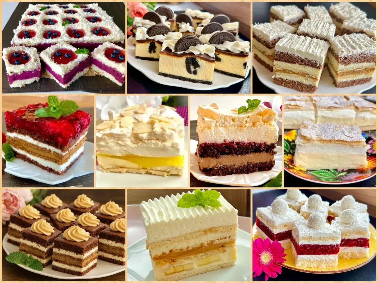 Kolekcja przepysznych ciast, od sernika z Oreo po torty owocowe. Idealne inspiracje na najmodniejsze ciasta.
