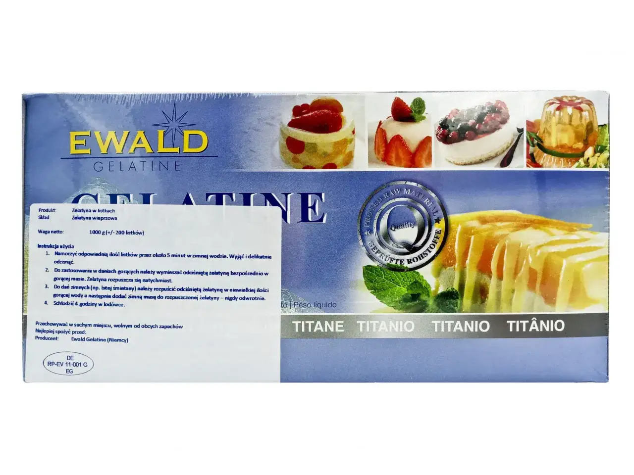 żelatyna w proszku i w listkach, miarki kuchenne
