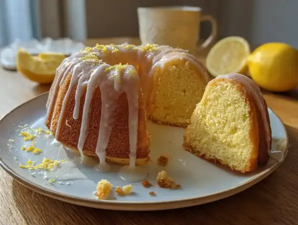Pyszna babka cytrynowa na oleju Ewy Wachowicz, polana lukrem i posypana skórką cytrynową. Idealna na deser.